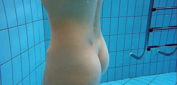  Sexiest brunette teen Milana Voda swimming in pool